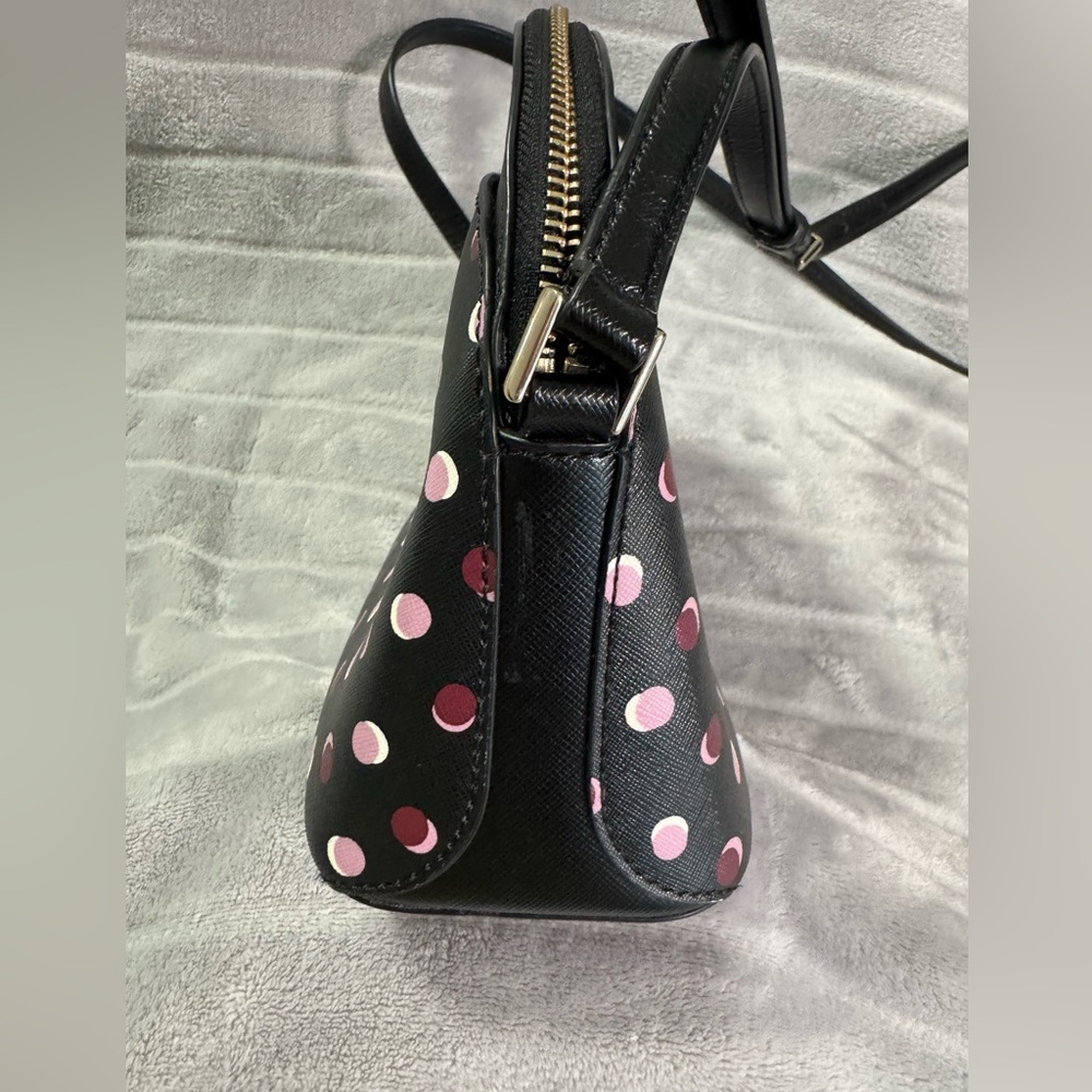 Kate Spade Payton Dome Crossbody Fiesta Zip Polka Dots Bag Black w/ Pink/Purple - Picture 6 of 13